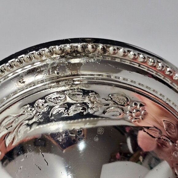 Vintage Silver Glass Hurricane Lamp With Floral Etching 8.5" french country chic - Picture 3 of 9